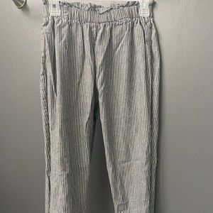 Grey and white striped dress pant